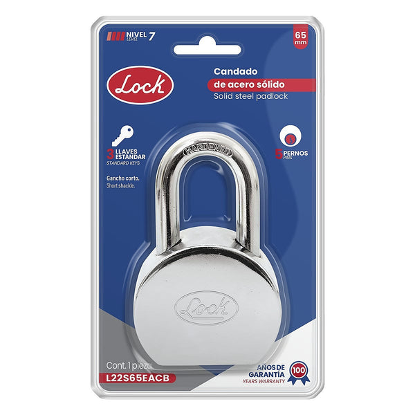Candado de Acero Redondo 65 mm Gancho Corto - U1 L22S65EACB