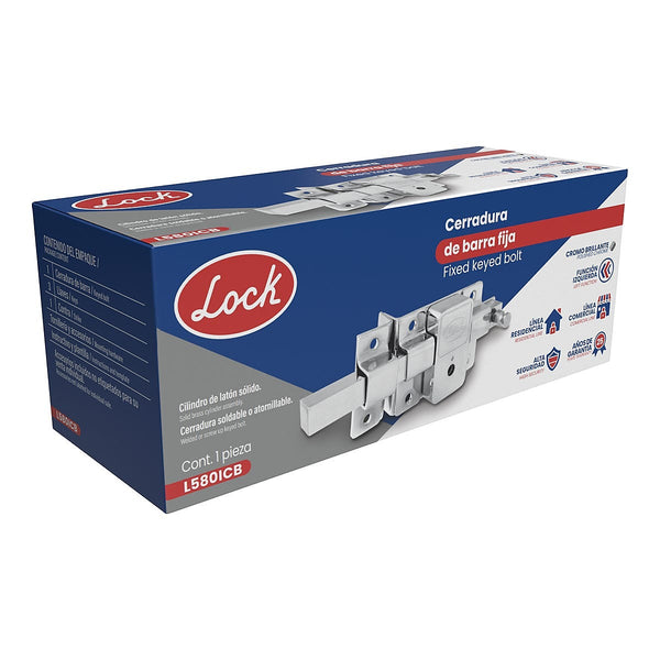 Cerradura de Barra Fija Izq. Cromada Llave/tetra - U1 L580ICB