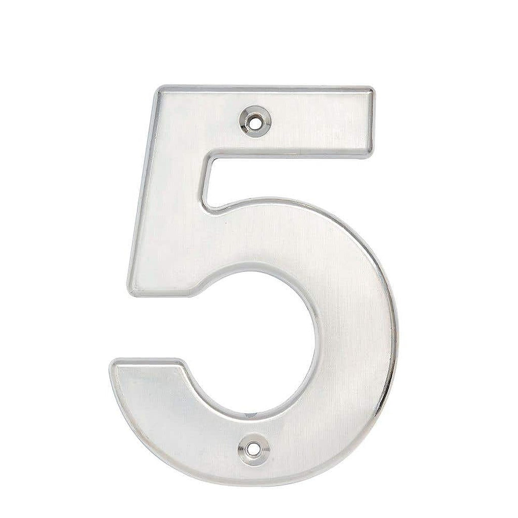 Número de Fachada Nº 5 Bold 4” Cromo Satinado