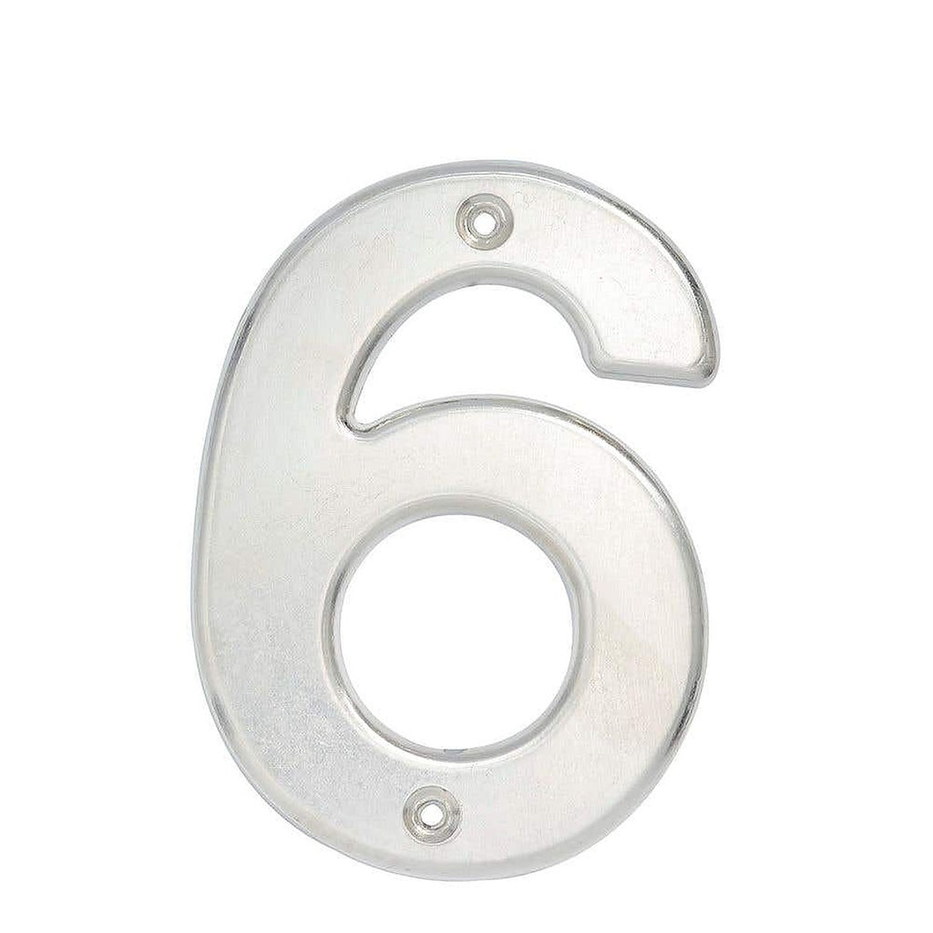 Número de Fachada Nº 6 Bold 4” Cromo Satinado