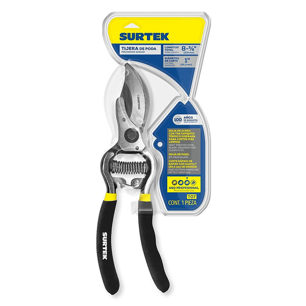 Tijera para Jardínería Una Mano 8.1/4” Hoja de Paso Cuchilla Curva