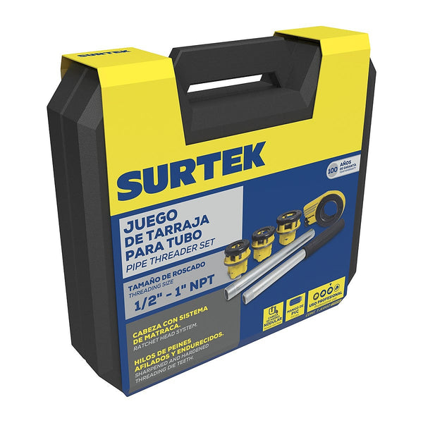 Tarraja Manual 1/2”-3/4”-1”-1.1/4”-1.1/2”-2” Tubo NPT Caja Plástica