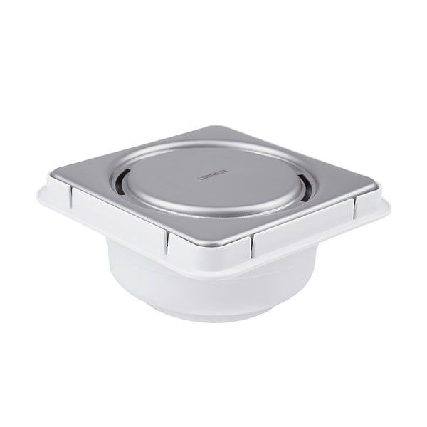 Coladera para Piso Redonda Universal con Tapa Delineado para Desagüe y con rejilla de Acero Inoxidable Cromada