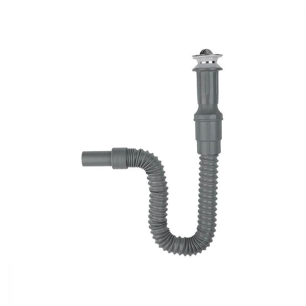 Cespol para Lavabo de Polipropileno Tubo Flexible con contra Canasta Tipo Moneda