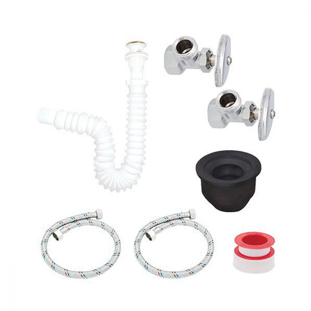 Kit de Instalación para Sanitario Incluye Llave Angular + Manguera Flexible + Cuello de Hule + Cinta