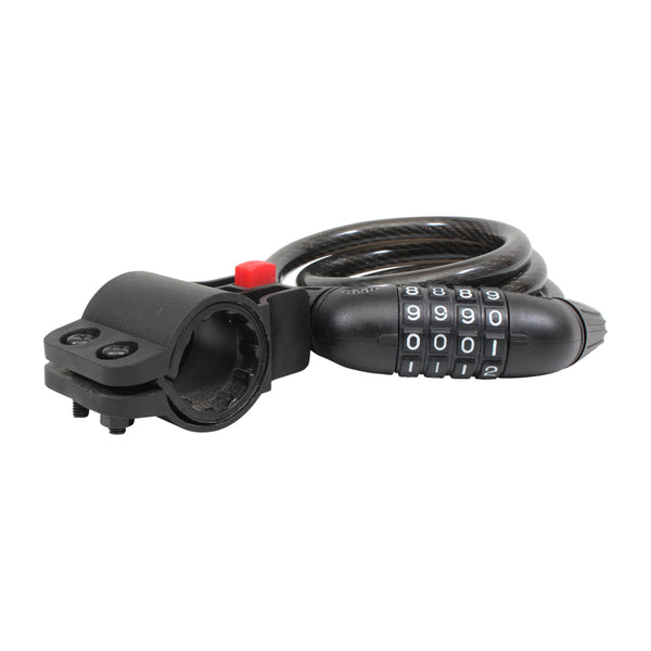 Cable candado en espiral retráctil con combinación 4 dígitos (1 mt)