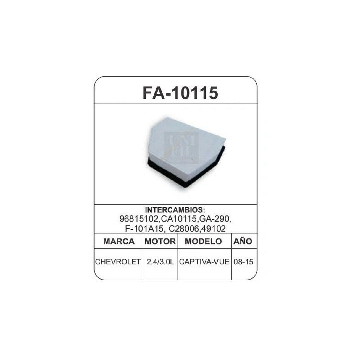 Filtro de Aire UNIFIL FA-10115 – Mi Autoparte
