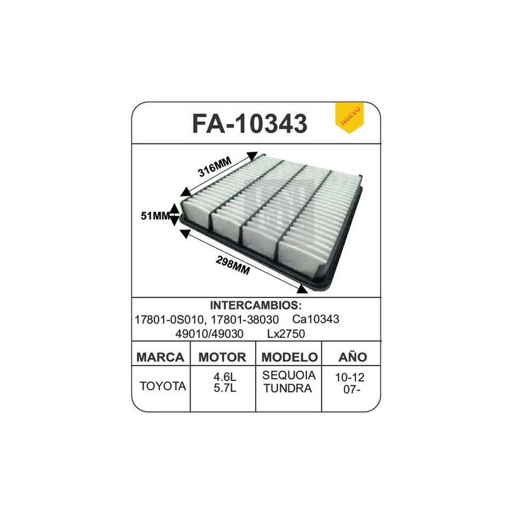 Filtro de Aire UNIFIL FA-10343