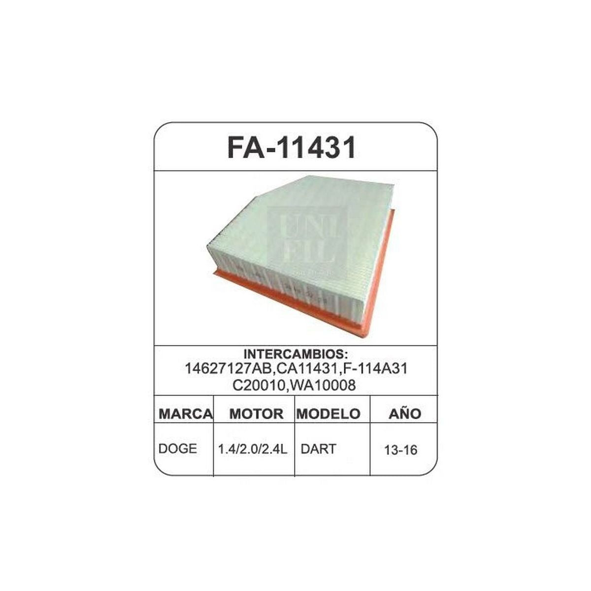 Filtro de Aire UNIFIL FA-11431 – Mi Autoparte