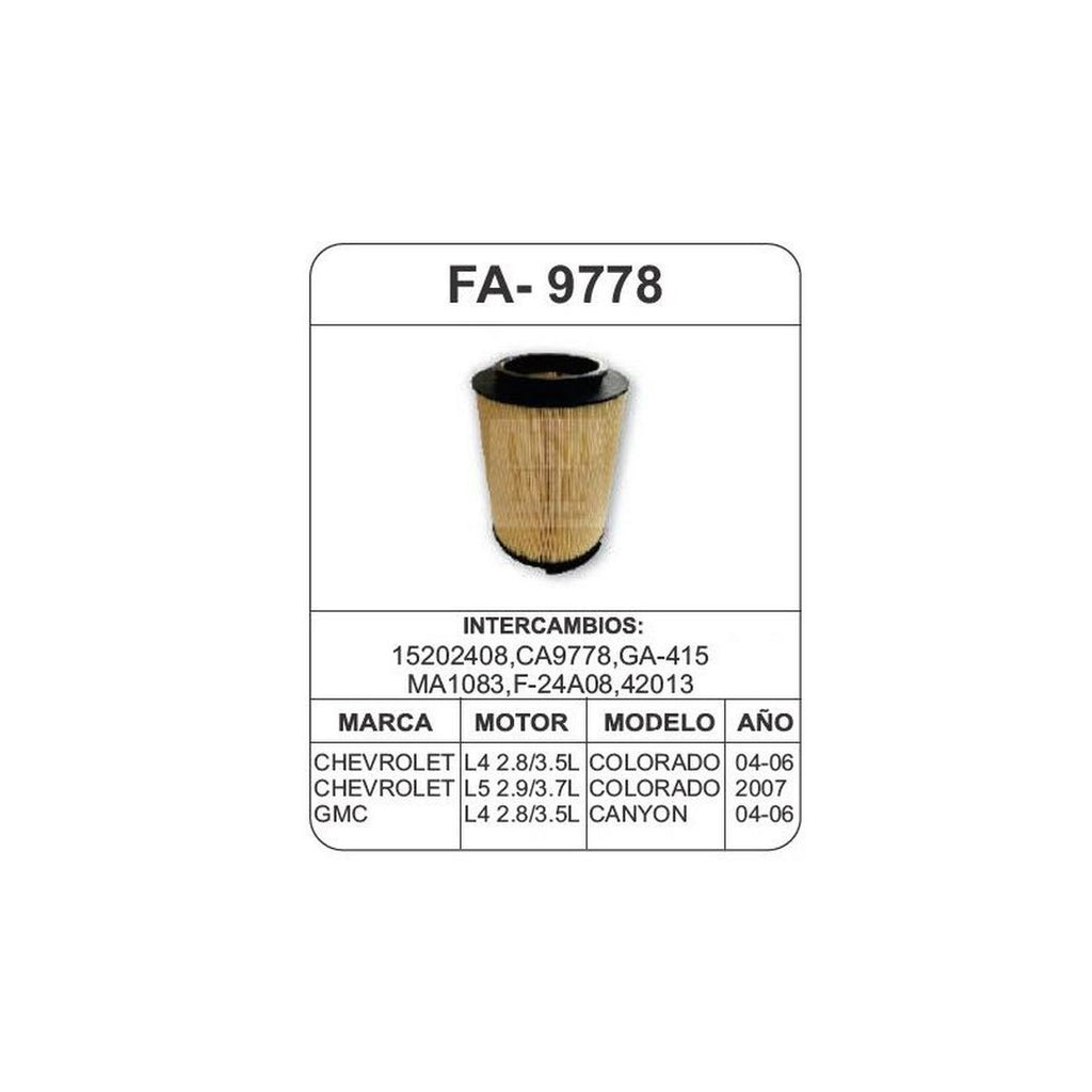 Filtro de Aire UNIFIL FA-9778