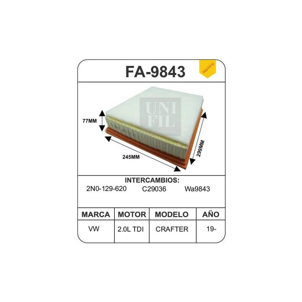 Filtro de Aire UNIFIL FA-9843