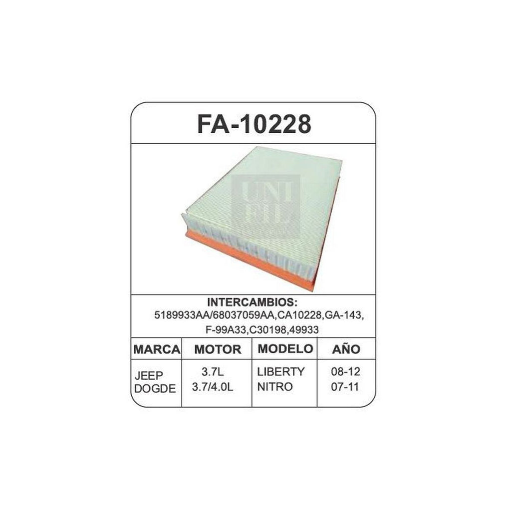Filtro de Aire UNIFIL FA-10228