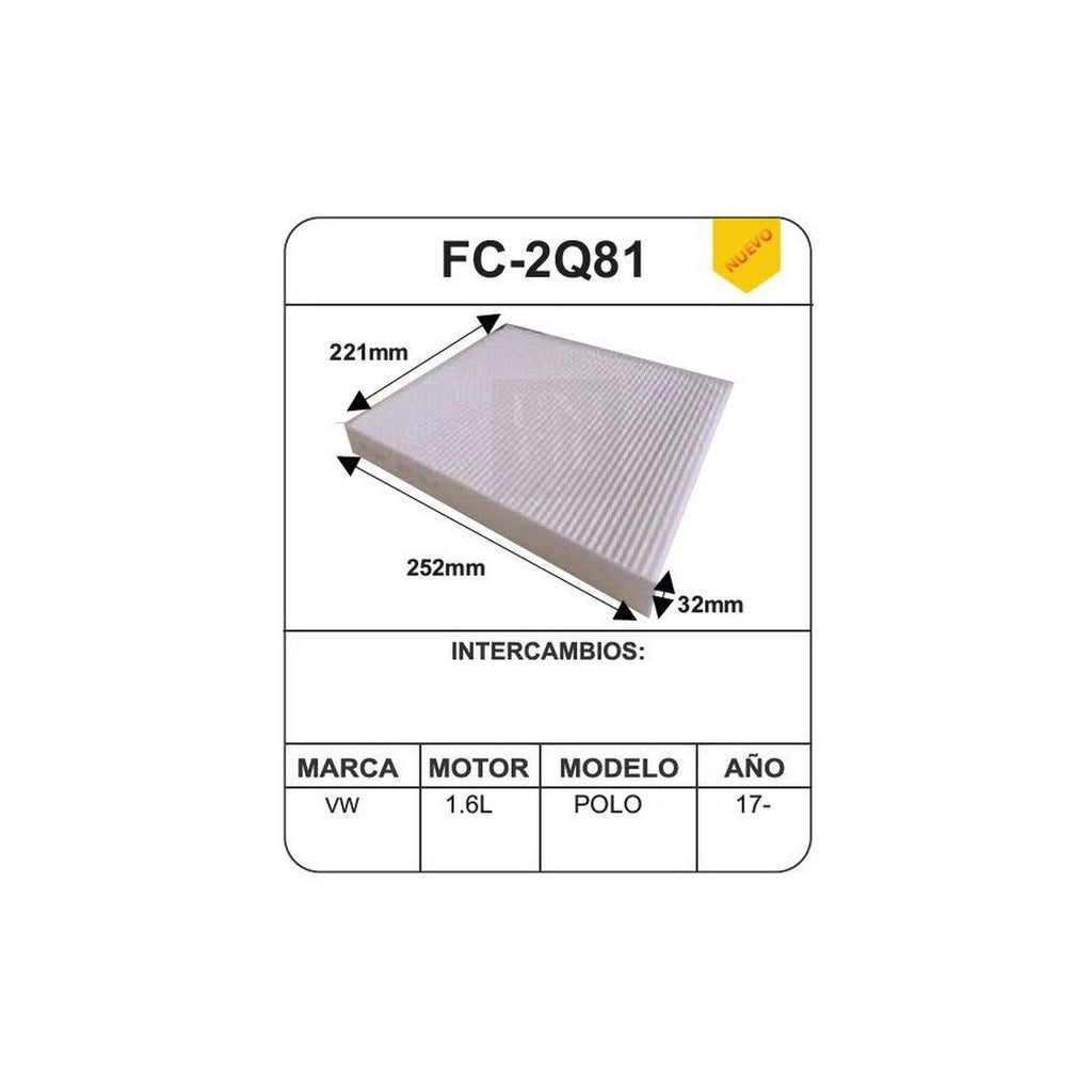 Filtro de Cabina UNIFIL FC-2Q81