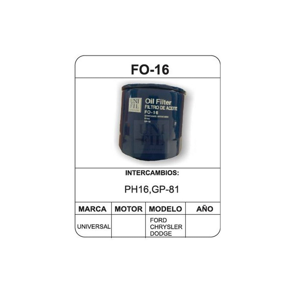 Filtro de Aceite UNIFIL FO-16