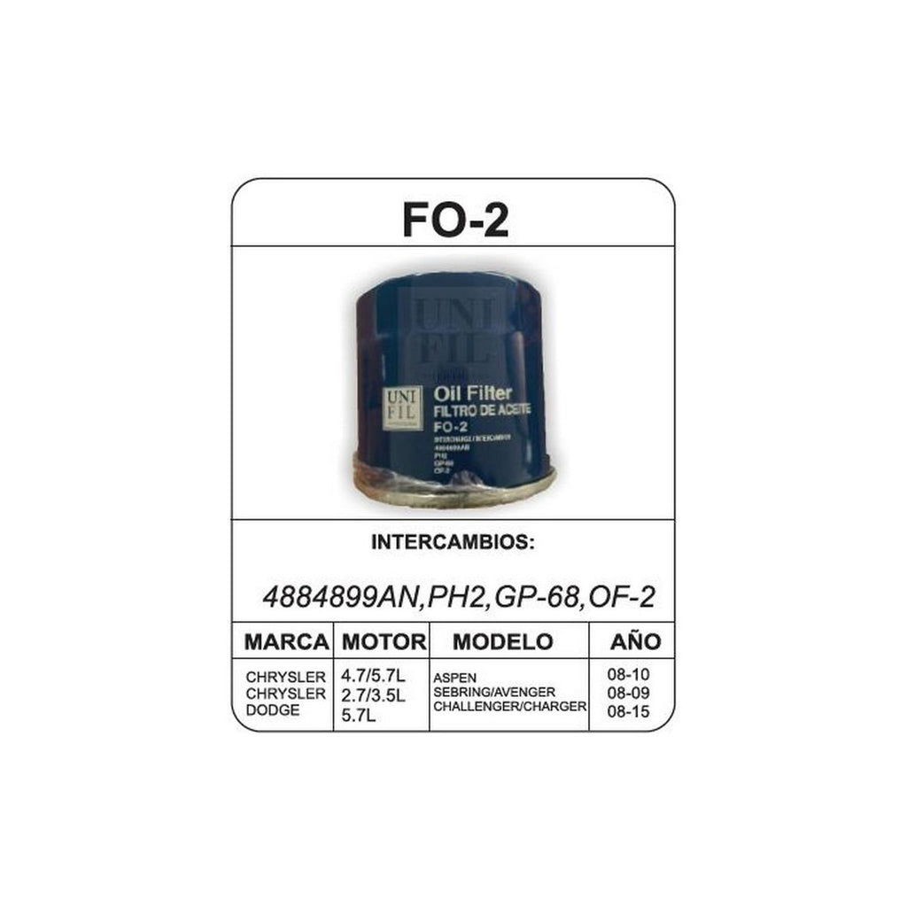 Filtro de Aceite UNIFIL FO-2