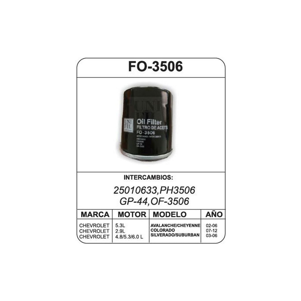 Filtro de Aceite UNIFIL FO-3506