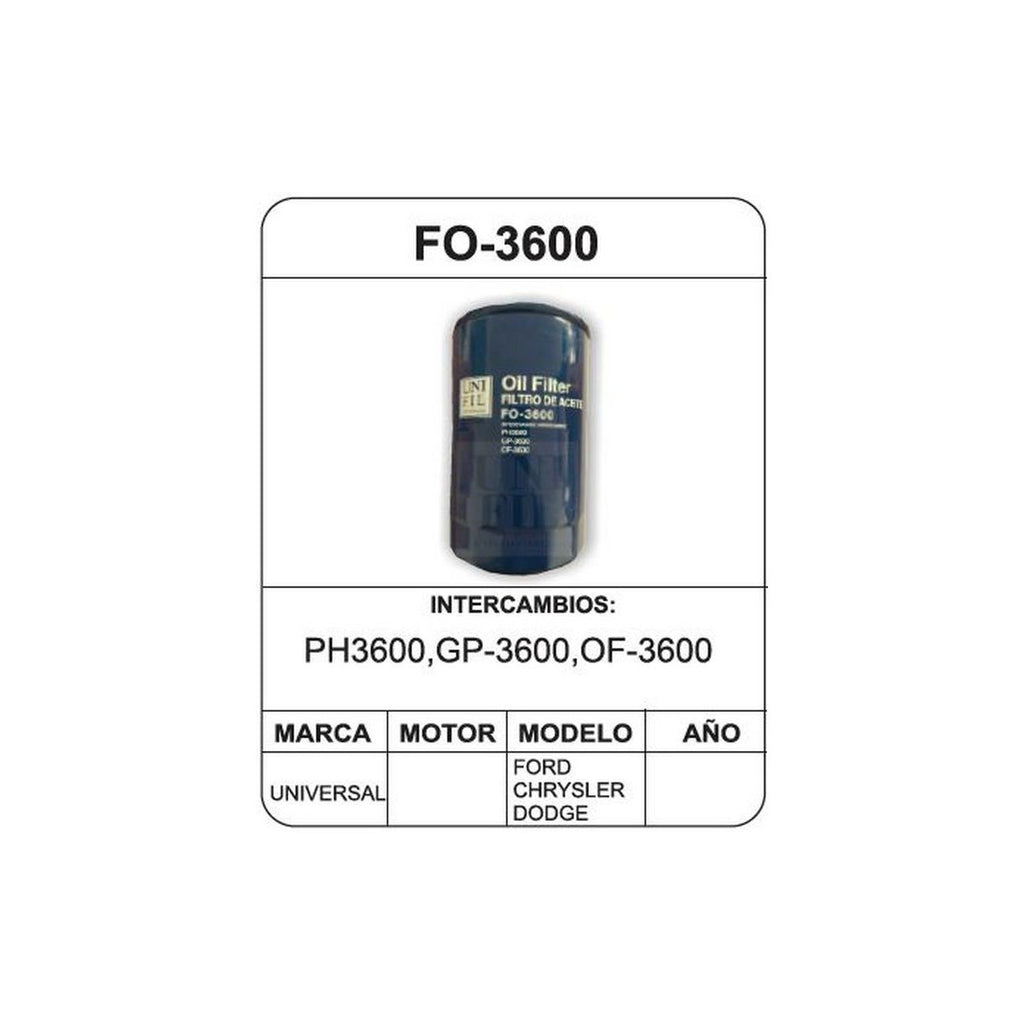Filtro de Aceite UNIFIL FO-3600