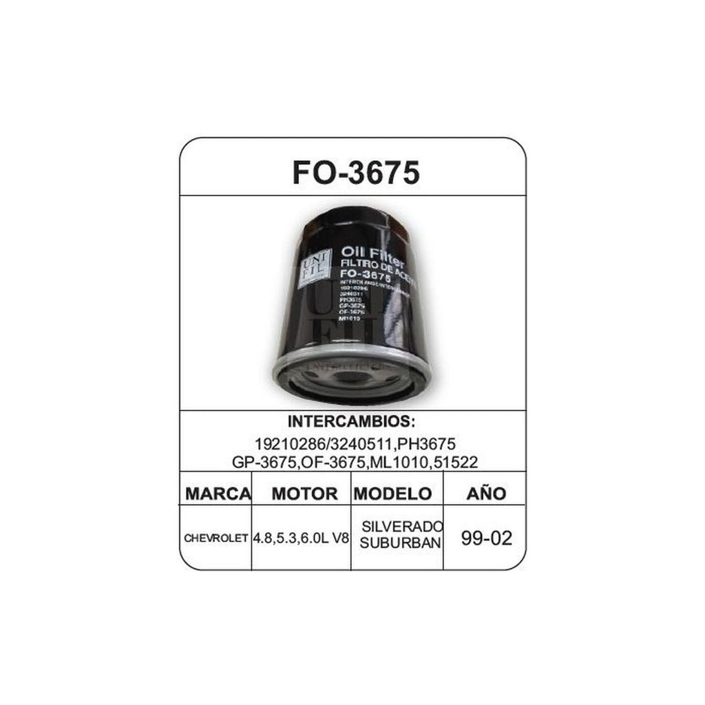 Filtro de Aceite UNIFIL FO-3675