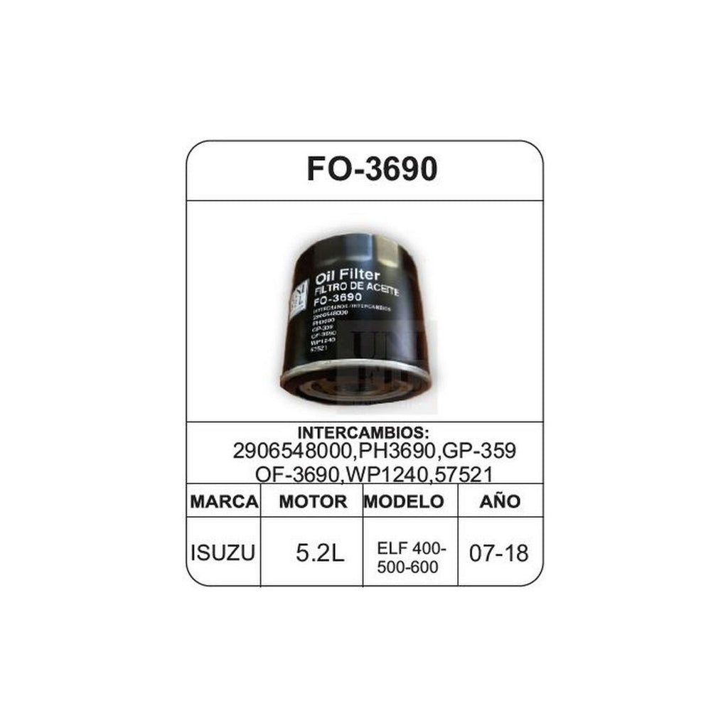 Filtro de Aceite UNIFIL FO-3690