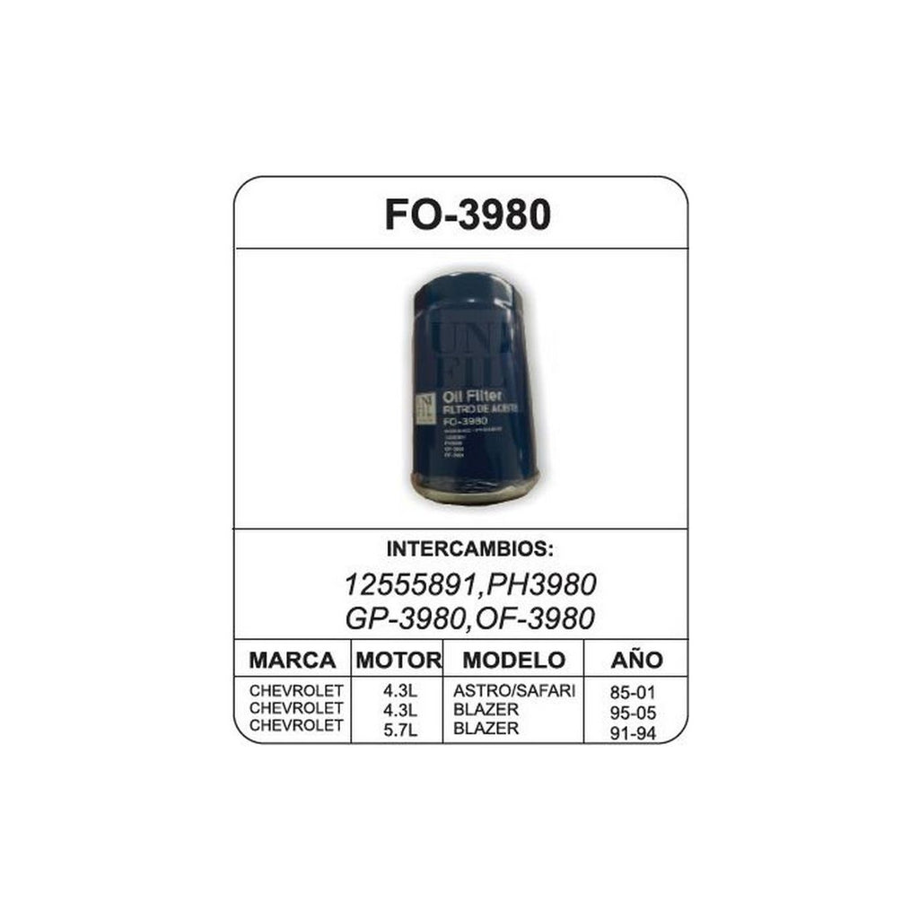Filtro de Aceite UNIFIL FO-3980