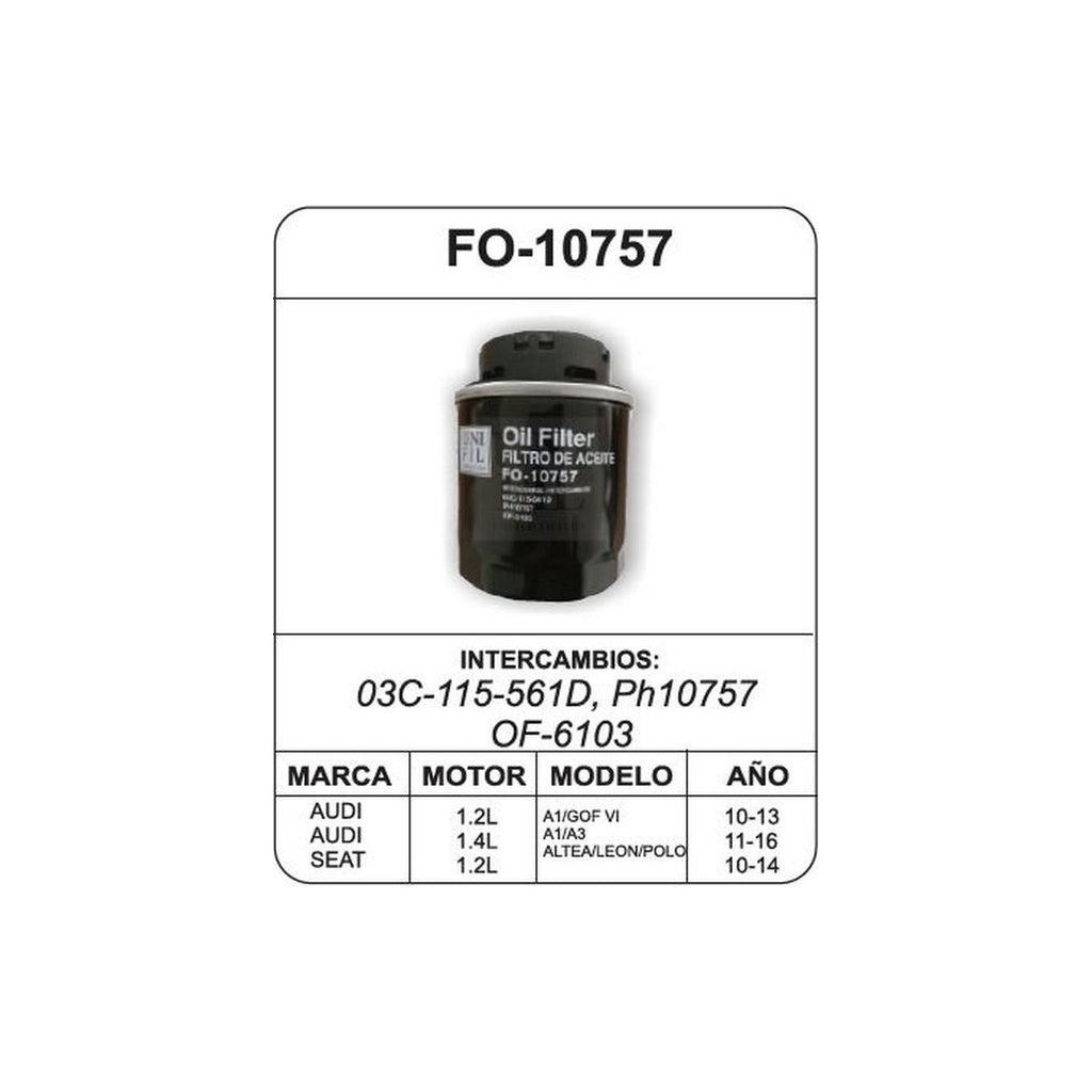 Filtro de Aceite UNIFIL FO-10757