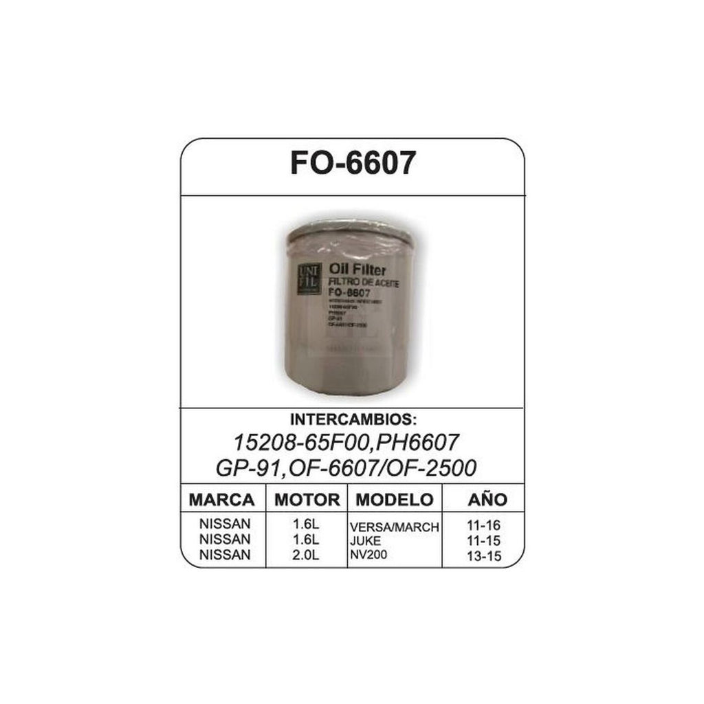 Filtro de Aceite UNIFIL FO-6607 – Mi Autoparte