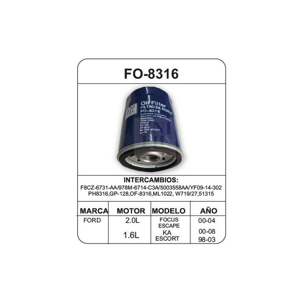 Filtro de Aceite UNIFIL FO-8316